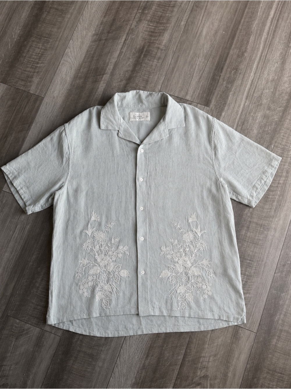 Abercrombie & Fitch Men’s Sz L Summer Linen Blend Light Green Embroidered Shirt